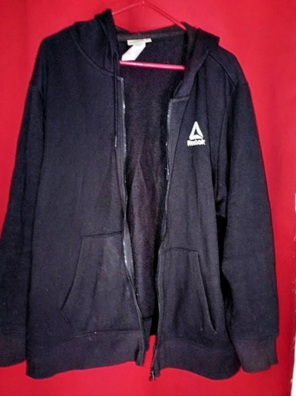 Reebok Black Full Zip Delta Logo Athletic Hoodie Jacket Women's 1X